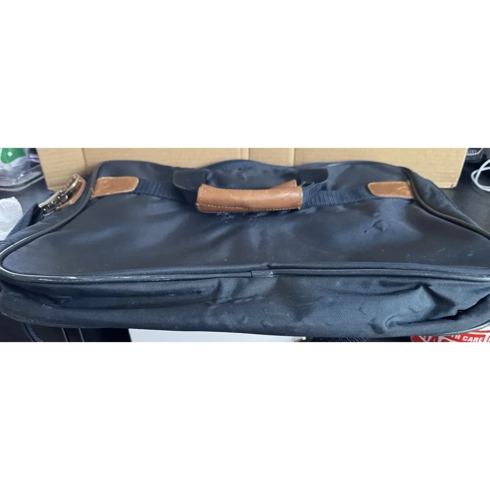Passport Carry On Messenger Laptop Nylon Leather Briefcase w/Shoulder Strap
